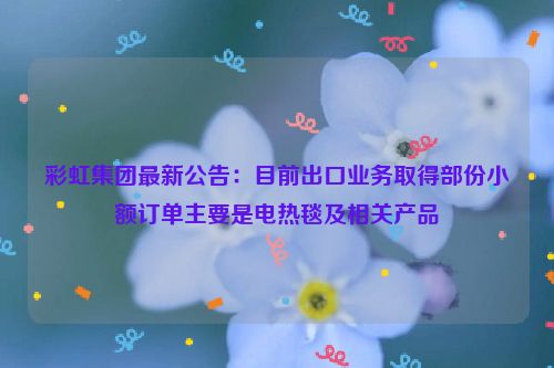 彩虹集团最新公告：目前出口业务取得部份小额订单主要是电热毯及相关产品