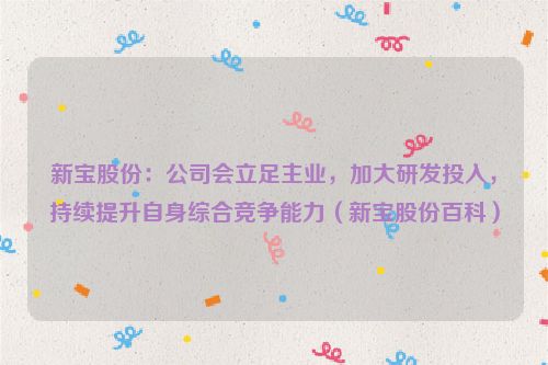 新宝股份：公司会立足主业，加大研发投入，持续提升自身综合竞争能力（新宝股份百科）