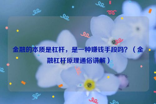 金融的本质是杠杆，是一种赚钱手段吗？（金融杠杆原理通俗讲解）