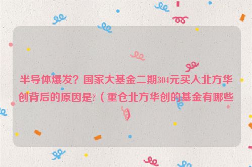 半导体爆发？国家大基金二期304元买入北方华创背后的原因是?（重仓北方华创的基金有哪些）