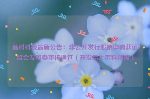 晶科科技最新公告：非公开发行股票申请获证监会发审委审核通过（开发晶上市科创板）