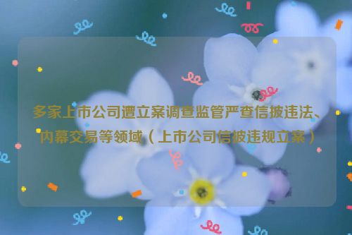 多家上市公司遭立案调查监管严查信披违法、内幕交易等领域（上市公司信披违规立案）